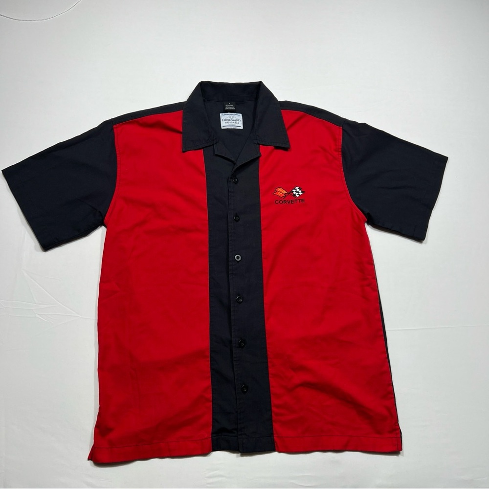 David Carey Originals – Color Block Corvette C3 Logo Button Up Shirt Mens Large